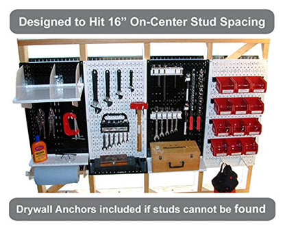 Pegboard Organizer Wall Control 4 ft. Metal Pegboard Standard Tool Storage Kit with Galvanized Toolboard and White Accessories - WoodArtSupply