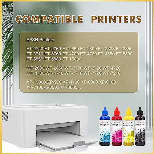 A-SUB Sublimation Starter Kit with Sublimation Paper and Sublimation Ink, 120g Sublimation Paper 8.5X11 Inch and 480ML CMYK Sublimation Ink Bundle A-SUB