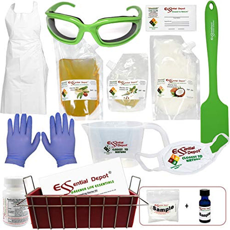 Starter Soap Making Kit Deconstructed with RED Natural Silicone Mold Essential Depot