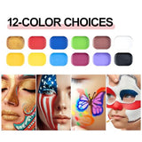 Transon 12colors Face Painting Kit for Kids Adults Non-toxic Water-based Paint with Brushes Stencils and Glitters TRANSON