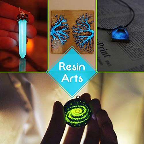 Glow in The Dark Pigment Powder - Epoxy Resin Color Pigment Dyes for DIY Slime Coloring Kit - Luminous Skin Safe Long Lasting Self Glowing for Limino