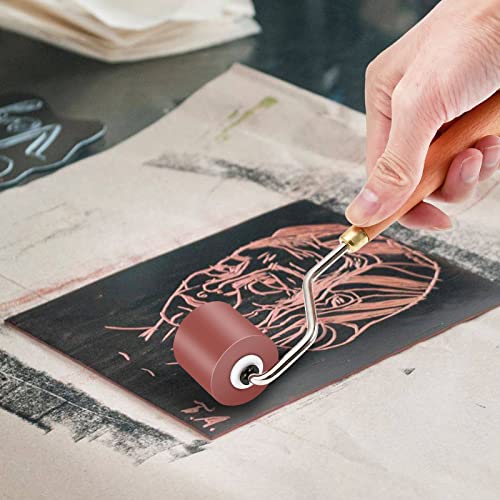 Milkary Rubber Rollers Brayer, 3 Pcs Brayer Ink Roller with Comfort Grip for Print, Craft Stamping Brayers, Stamping Tools Milkary