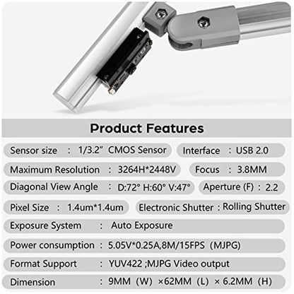 Comgrow 8MP Lightburn Camera Module for Laser Engraver,3264 * 2448,USB 2.0 Interface,High Definition,9.8ft Cable,Supports Yuv422/Mjpg Video Output - WoodArtSupply