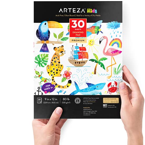  Arteza Acrylic Pad, Pack of 2, 11 x 14 Inches, 16 Sheets Each,  Heavy 246-lb Art Paper, Art Supplies for Acrylic Painting, Oil Painting, &  Drawing