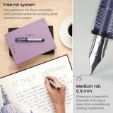 ARTEZA Disposable Fountain Pens, Pack of 12, Medium 0.9-mm Nib, Smooth-Writing Quick-Drying Blue Ink Pen, Art Supplies for Professionals, Students, ARTEZA