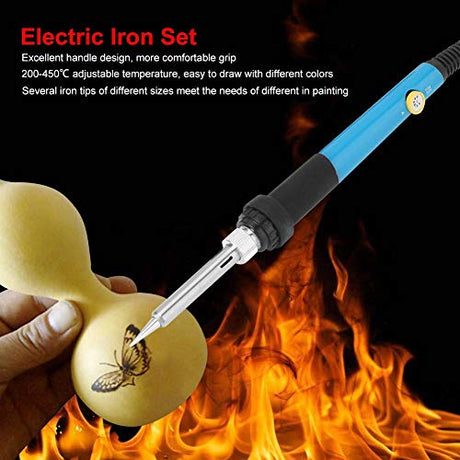 Wood Burning Kit, Pyrography Pen with Adjustable Temperature for Wood Leather Burning Carving Embossing Soldering with 27 Woodburning Points HEEPDD