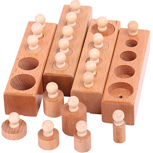 Thoth Montessori Knobbed Cylinder Socket Montessori Materials Wooden Cylinders Ladder Blocks Educational Wooden Toy Montessori Education Toy Family Thoth