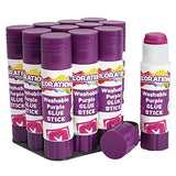 Colorations® Small Washable Disappearing Purple Glue Sticks in a Tray, Set of 12, Each 0.32 oz, Non Toxic & Acid Free, Easy to See Where it is Colorations