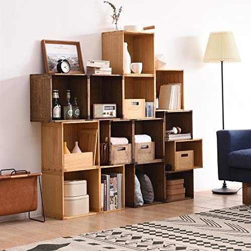 KIRIGEN Stackable Wood Storage Cube/Basket/Bins Organizer for Home Books Clothes Toy Modular Open Cubby Storage System - Office Bookcase Closet