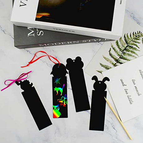 Scratch Paper Art Set for Kids 36PCS Scratch Paper Bookmarks Magic Scratch Bookmarks for Crafts Gift Christmas Supplies Rainbow Scratch Diy Craft Kit yuntop