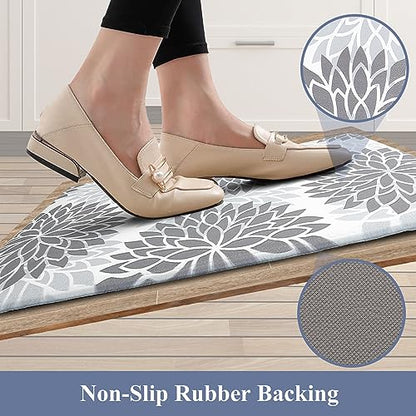 HEBE Anti Fatigue Kitchen Rug Sets 2 Piece Non Slip Kitchen Mats for Floor Cushioned Kitchen Rugs and Mats Waterproof Comfort Standing Mat Runner for - WoodArtSupply