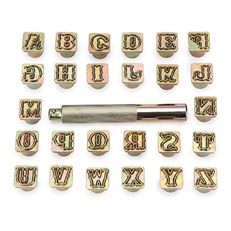 OwnMy Capital Letters Stamp Set, 1/2” / 13mm Alphabet Stamp Tools Set Leather Craft Stamping Tools Leather Art Craft Tool (13mm - 27pcs) OwnMy