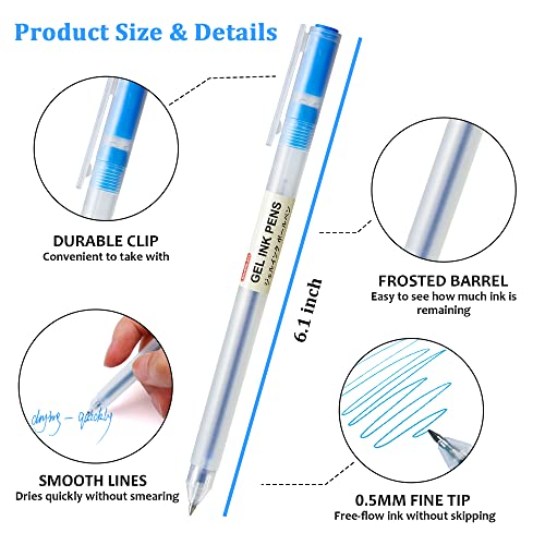 Shuttle Art Gel Ink Ball Point Pens, 15 Colors Japanese Style Pens, 0.5mm Fine Ballpoint Pens Quick Drying for Writing Journaling Home, School and Shuttle Art