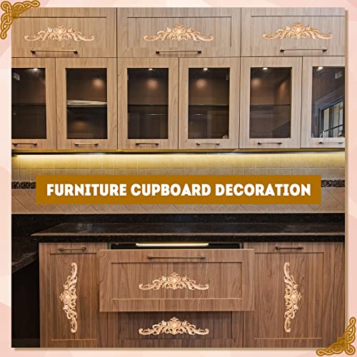 20 Pcs Wood Appliques Decorative Wood Applique for Furniture Wooden Carved Onlay Appliques Wood Appliques and Onlays for Furniture DIY Wood Carving Sanwuta