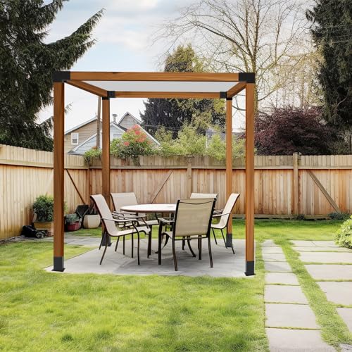 Aikosin Gazebo Brackets Kit,Pergola Brackets Kit 4x4(Actual: 3.5x3.5'') 3-Way Right Angle Corner Bracket with Pergola Post Base,Patio Pergolas, Log - WoodArtSupply