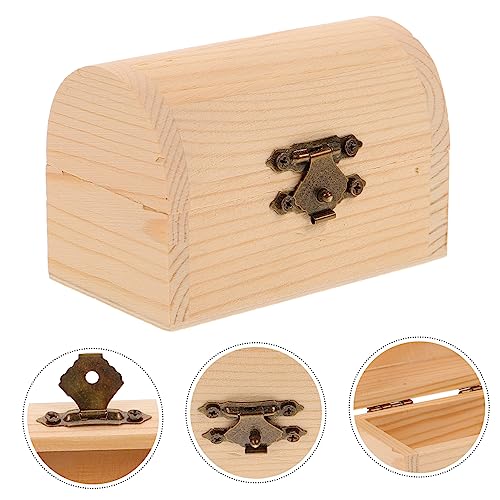 VOSAREA 2pcs Pirate Treasure Chest Wooden Box Wooden Treasure Organizer Rustic Jewelry Chest Unpainted Wood Chest Unfinished Wooden Kids Storage Bin VOSAREA