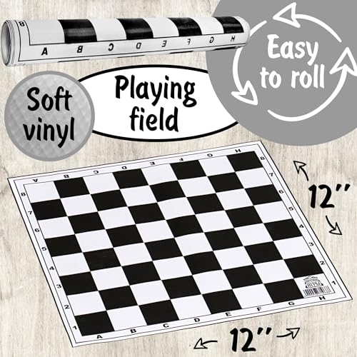 Unfinished Wood Chess Pieces with Vinyl Chess Board - Paint Your Own Chess Set - Blank Chess Sets DIY Arts and Crafts - Chess Gifts for Chess Players AEVVV