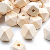 Jdesun 60 Pieces Geometric Shape Wood Beads, 0.55 Inches Unfinished Wooden Spacer Beads Craft Balls for DIY Arts Projects Jewelry Making Jdesun