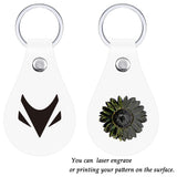 30Pcs Leather Key Fob Kit Leather Keychain Blanks with Rivets and Key Rings for Laser Engraving DIY Making Leather White FYDTFI