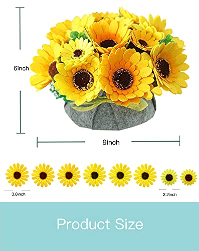 BAZIMA DIY Felt Flower Art Craft Kit, DIY Felt Sunflower Pot Bonsai Kit, Floral Gifts,Beginner Craft Kit,Arrange Pre-Cut Felt Flowers and Foliage - WoodArtSupply