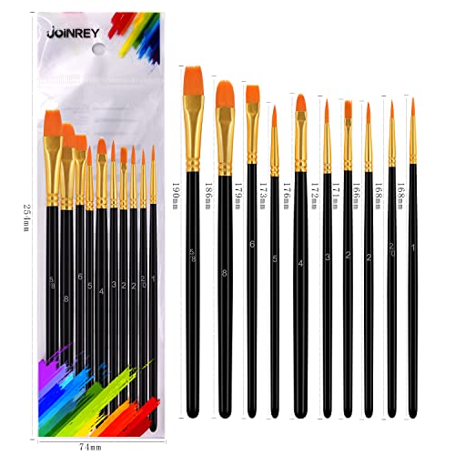 JOINREY Paint Brushes Set,20 Pcs Round Pointed Tip Paintbrushes Nylon Hair Artist Acrylic Paint Brushes for Acrylic Oil Watercolor, Face Nail Art, - WoodArtSupply