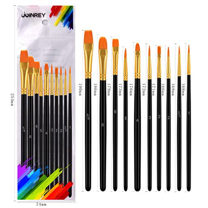 JOINREY Paint Brushes Set,20 Pcs Round Pointed Tip Paintbrushes Nylon Hair Artist Acrylic Paint Brushes for Acrylic Oil Watercolor, Face Nail Art, - WoodArtSupply