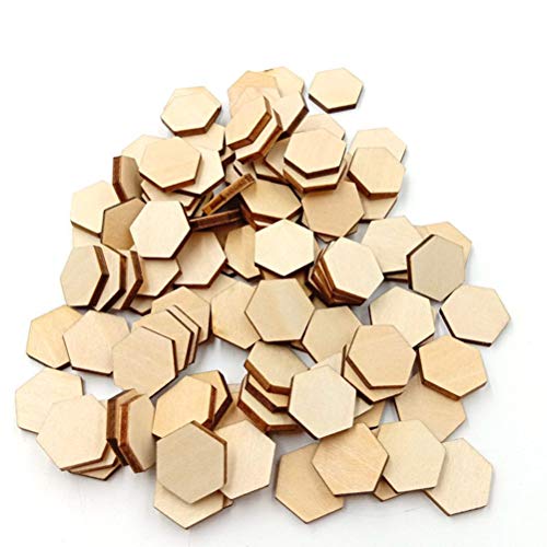 ARTIBETTER 100 pcs Wooden Pieces Hexagon Wood Shape Beech Wood for DIY Arts Craft Project Ready to Paint or Decorate (17.5mm) ARTIBETTER