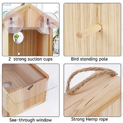 Formal Window Bird House with Paint Kit - See Through Birdhouse for Kids - Spy Birdhouse with Strong Suction Cups - Clear Birdhouse for Bird Feeder,