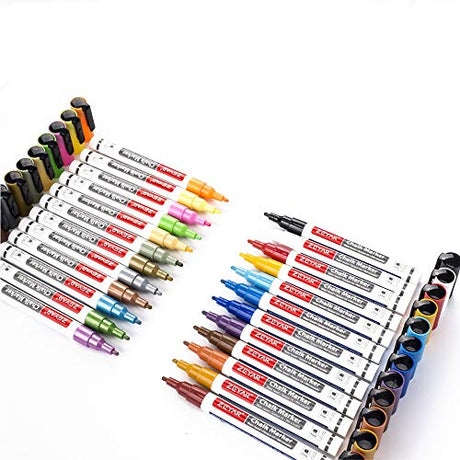 ZEYAR Liquid Chalk Marker-Wet Erase Marker, 24 Colors, 1.2mm Fine Tip for Detailed Drawing, Writes on Nonporous Chalkboards, Bistro Boards, Windows, ZEYAR