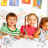 Tenceur 48 Pcs Kids Paint Party Favors Sets with 12 Pcs 5.9 x 5.9 Pre Drawn Canvas Panel and Wooden Easel Set Paint Pots and Brushes, 12 Pcs Mini Tenceur