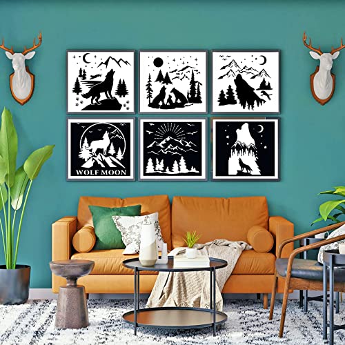 11 Pcs Deer Stencils Forest Mountain Tree Deer Head Stencils for Wood Burning Stencil Template Stencils for Painting on Wood Crafts Home Decors - WoodArtSupply