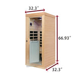 Xmatch Far Infrared Wooden Sauna Room, 1-Person Size, with 1350W, 8 Low EMF Heaters, 10 Minutes Pre-Warm up, Time and Temp Pre-Set, 2 Bluetooth Xmatch