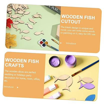 BESTOYARD 100pcs Decor Wooden Slice Unfinished Wooden Chips Adorn Animal Cutout Wood Slices Wood Blank Slices Unfinished Fish Cutouts Wooden Slices