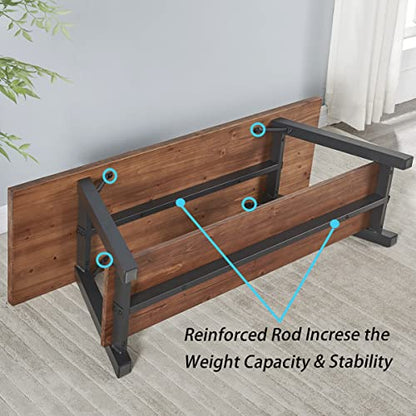 IBF Solid Wood Entryway Bench, Natural Real Wood Storage Bench, Farmhouse Wooden Shoe Bench in Entry Way Hallway Foyer Rack, Bedroom Bench Seat for