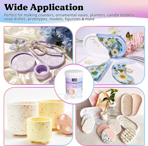 LET'S RESIN Resin Casting Powders Starter Kit, 1000g Fast Cured Odorless Casting Powder, 20~30 Minutes De-Mold, Water Activated Plaster Powder LET'S RESIN