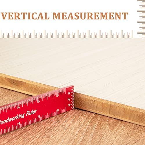 Woodworking Ruler Precision Pocket Rule - 12, 8, 6 Inch Metal Slide Stop Marking Ruler Metric Inch Measuring Wood Working Scribing Measure Tools - - WoodArtSupply