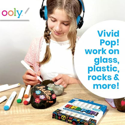 Ooly Vivid Pop! [Set of 8] Super Bright Water Based Paint Markers - Erases off Whiteboards, Windows, Mirrors- For Kids, School Supplies, Art