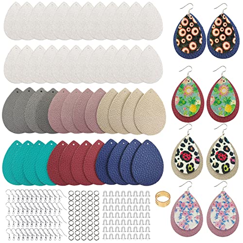 SHUANGART 194 Pcs Sublimation Blank Sparkly Glitter Faux Leather Earrings Kit, Blank Vivid Shiny Solid Pattern Earrings with Sublimation Paper for - WoodArtSupply