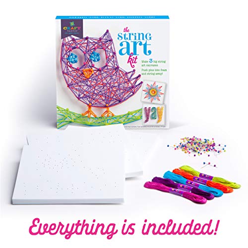 Craft-tastic DIY String Art – Craft Kit for Kids – Everything Included for 3 Fun Arts & Crafts Projects – Owl Series, Large