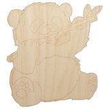 Baby Panda Bear Eating Bamboo Unfinished Wood Shape Piece Cutout for DIY Craft Projects - 1/8 Inch Thick - 4.70 Inch Size Sniggle Sloth