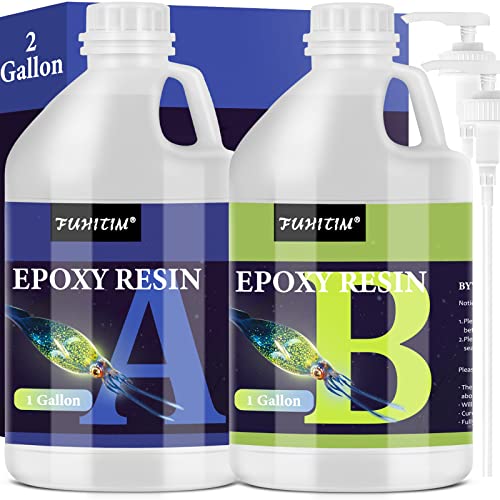 Epoxy Resin 2 Gallon - Crystal Clear Epoxy Resin Kit - Self-Leveling, High-Glossy, No Yellowing, No Bubbles Casting Resin Perfect for Crafts, Table FUHITIM