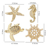 Summer-Ray 12 Wooden Sea Theme Laser Cutout DIY Craft Party Decoration Room Decoration Seahorse, Helm, Sea Turtle, Starfish Summer-Ray.com