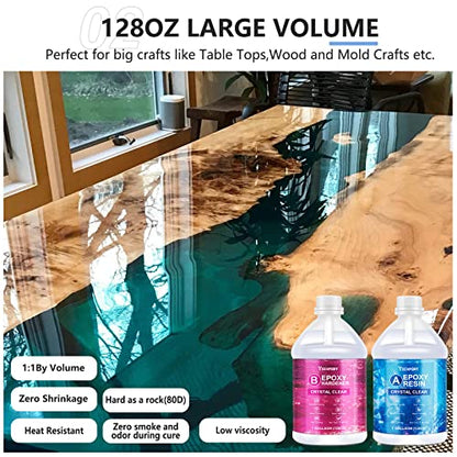 Teexpert Crystal Clear Epoxy Resin Kit 2 Gallon Self-Leveling Coating and Casting Resin, High-Gloss & Bubbles Free Resin and Hardener Kit for DIY - WoodArtSupply