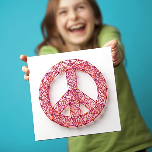 Craft-tastic – String Art – Craft Kit Makes 3 Large Canvases – Peace Sign Edition, Model Number: CTE40 Craft-tastic