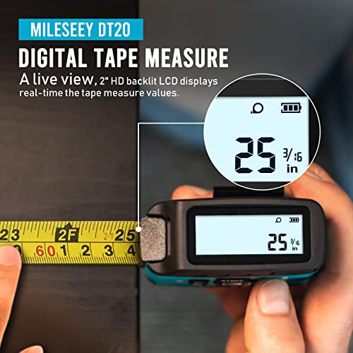 MiLESEEY DT20 Laser Tape Measure 3-in-1, 130FT Laser Distance Meter, 16FT Digital Tape Measure, Regular Tape Measure, Area Volume Measuring MiLESEEY