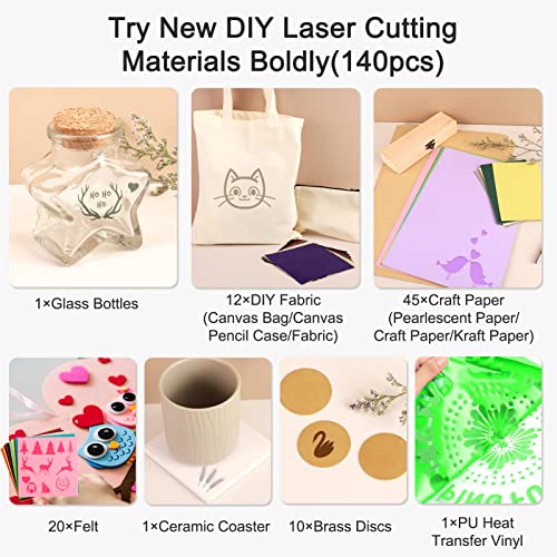 Csyidio 300 PCS Laser Engraving Material, 40 Kinds of Laser Engraver Accessories with Instructions, Laser Engraving Supplies Including Acrylic, Csyidio