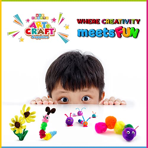 WAU CRAFTS Arts and Crafts Supplies for Kids - 1750 pcs Crafting for School Kindergarten Homeschool - Supplies Set for Kids Craft Art - Supply Kit - WoodArtSupply