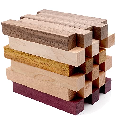 DICHA Wood Pen Blanks for Turning-Pen Blanks for Woodturning Burl-Black Walnut,Hard Maple,Merbau,Cherry,Beech,Purple heart-3/4" x 3/4" x 5" (30 Pack) DICHA