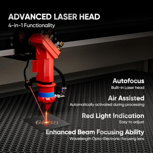 Monport 100W CO2 Laser Engraver＆Water Chiller with Lightburn,20"x28" Laser Engraving Cutting Machine with Autofocus 2 Way Pass Air Assist Commercial - WoodArtSupply