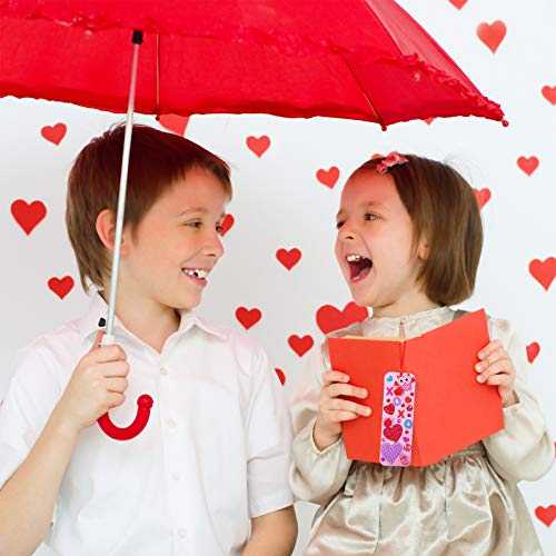 36 Sets Valentine Decorations DIY Bookmarks Valentine Craft Kit Blank Foam Bookmarks with Assorted Smile Face Hearts Owl Alphabets Stickers for Kids Winlyn